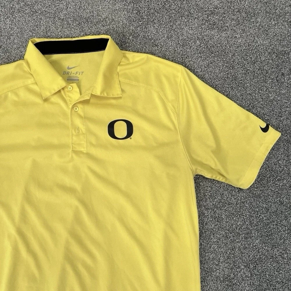Nike Oregon Ducks Dri Fit Polo Shirt Yellow Mens Medium Athletic Golf Tee